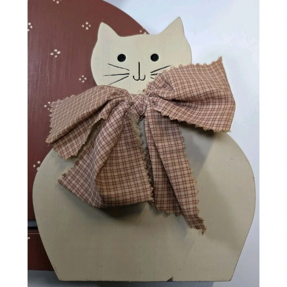 Vintage‎ Handcrafted Wooden Folk Art Cats Handpainted Wall/Table Decor